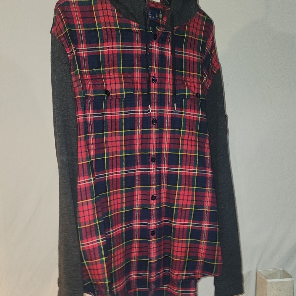 Ralph Lauren Red and Black Plaid Shirt with Hood